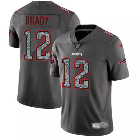 Men New England Patriots #12 Brady Nike Teams Gray Fashion Static Limited NFL Jerseys->youth nfl jersey->Youth Jersey